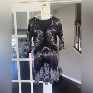 Black, white and gray sweater dress